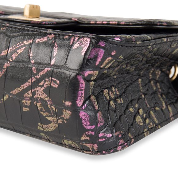 Chanel Black Crocodile Embossed Graffiti Reissue 2.55 224 Mini Flap Shoulder Bag - Picture 8 of 10